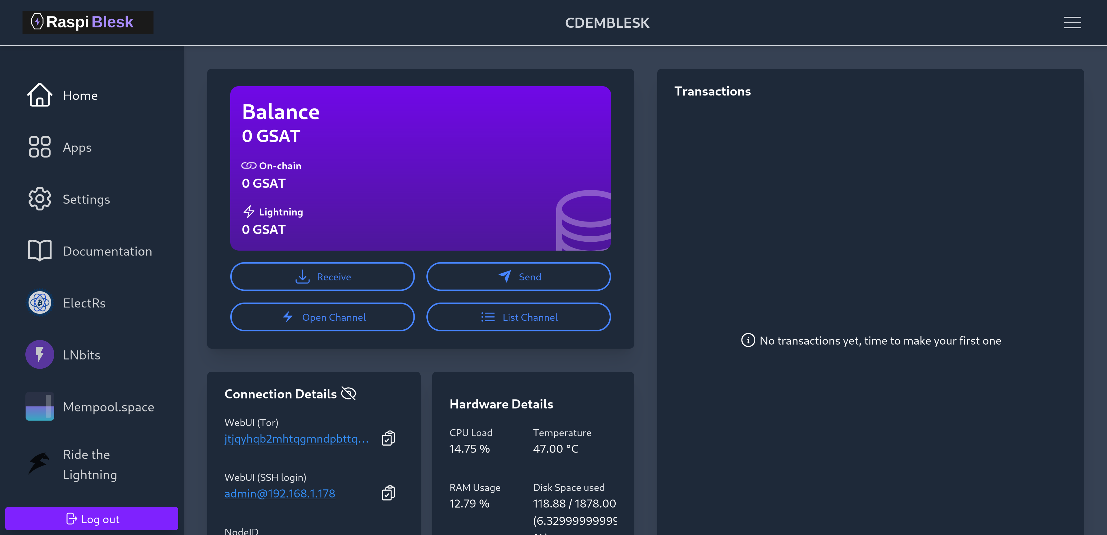 RaspiBlesk Dashboard